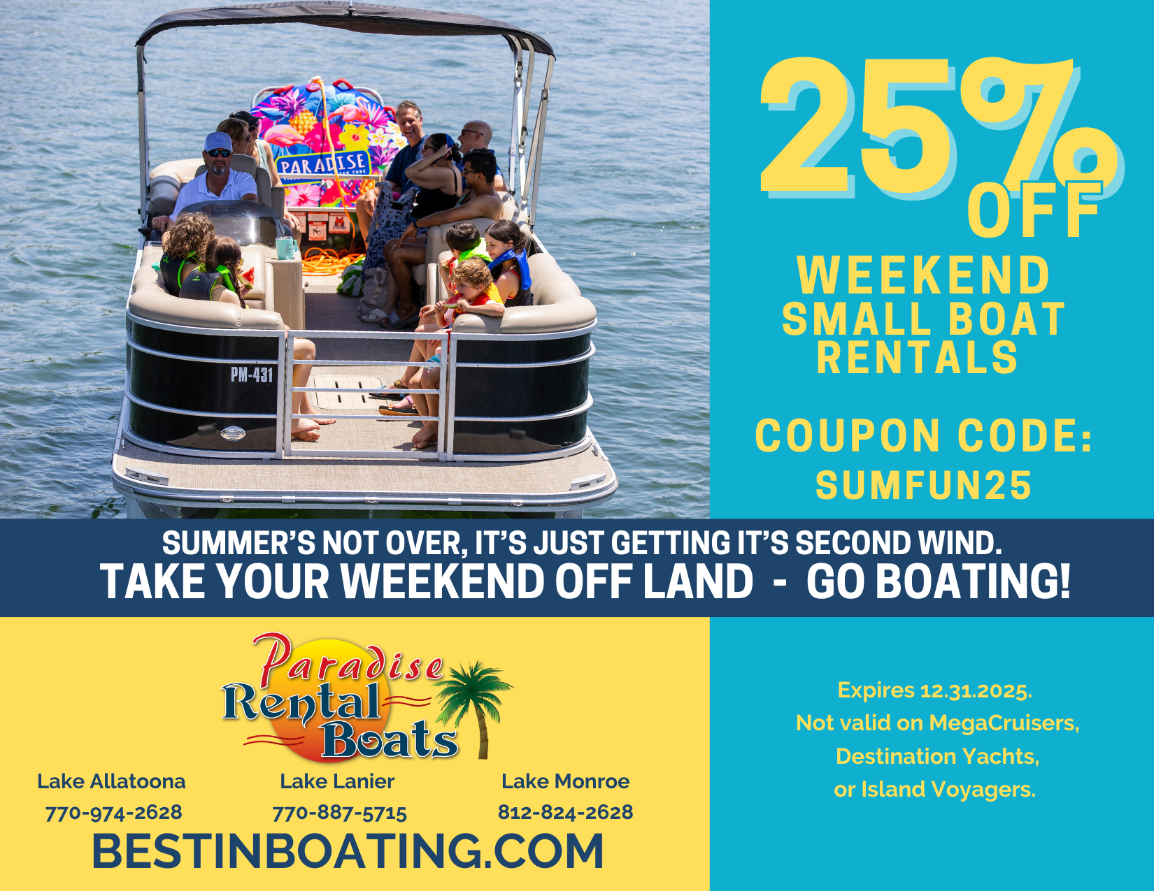 weekend Discount 2025 (2) weekend Discount 2025 Boat Rentals Lake Lanier Lake Allatoona Lake Monroe